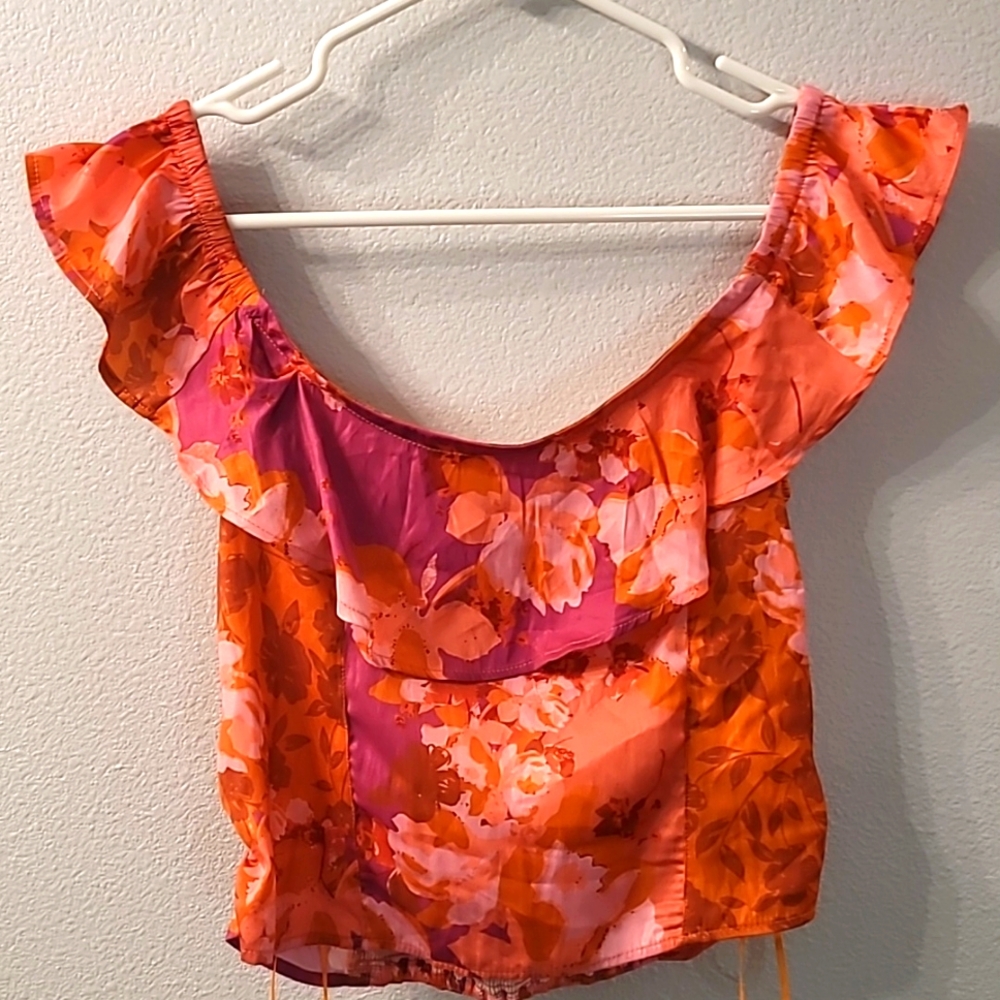 NWOT Free People off the shoulder floral crop Top Size M